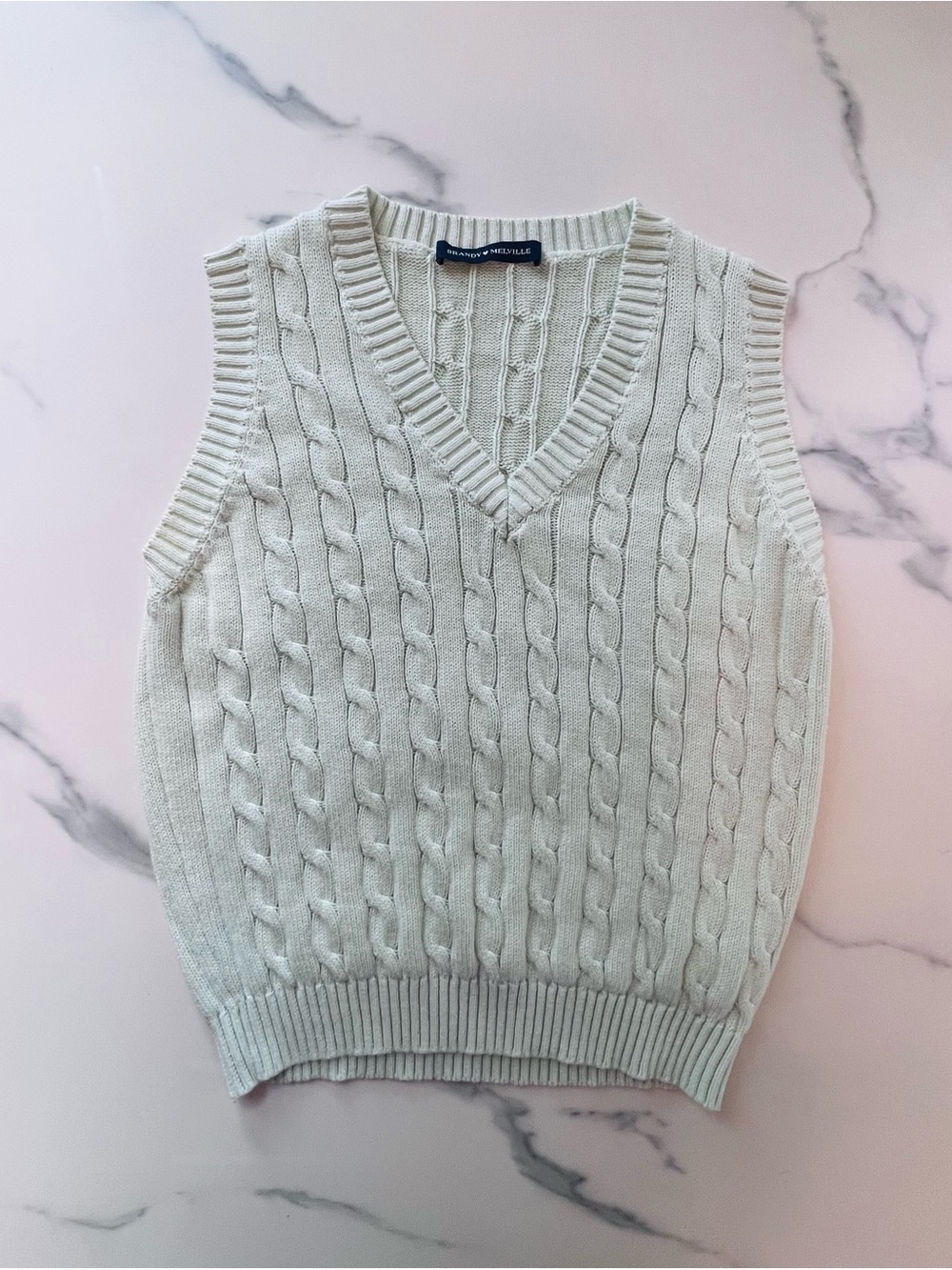 Brandy Melville Seafoam Green Cotton Sweater Vest Tank Top Made in Italy